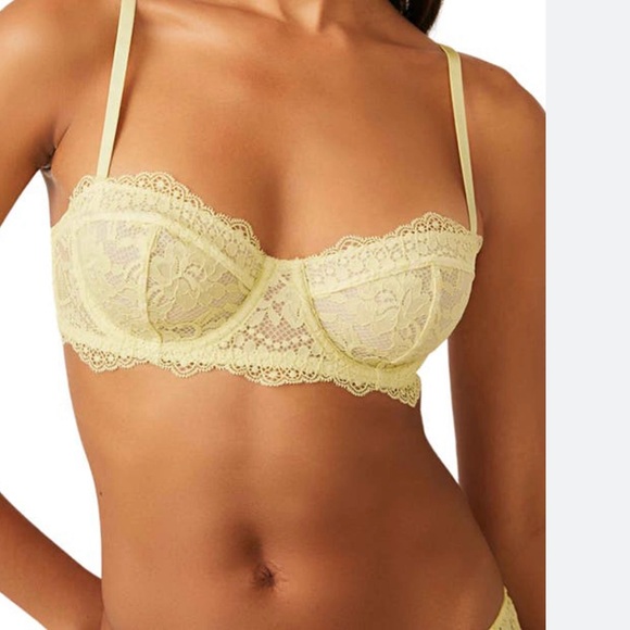 Free People Intimately Fp Maya Yellow Lace Underwire Convertible Bra Womens 34A - Picture 1 of 13